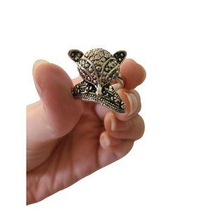 Silver Unisex Fox Ring, Size 9 3/4